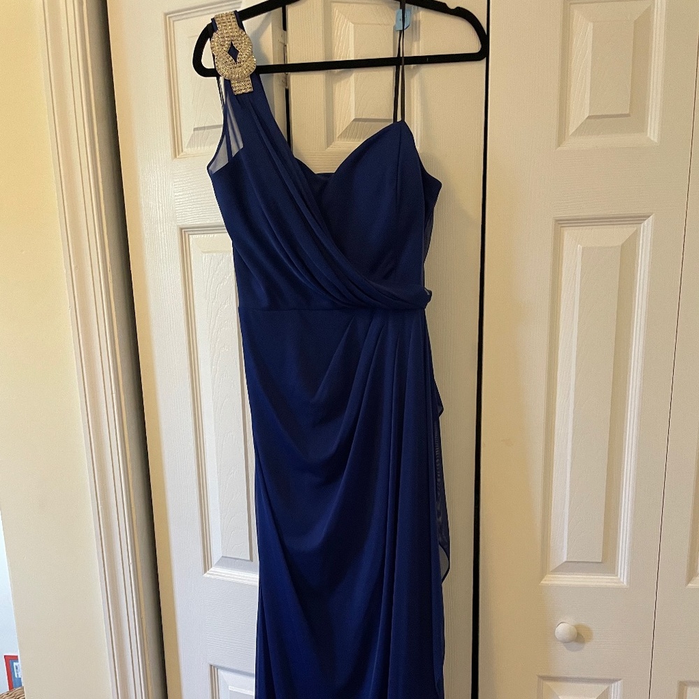Xscape floor length one shoulder gown